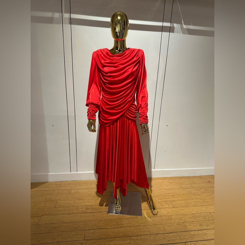 Elegant Red Draped Dress